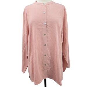 Toofan‎ Button Up Long Sleeve Shirt Women's XL Peach Lagenlook Minimalist Casual